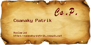 Csanaky Patrik névjegykártya